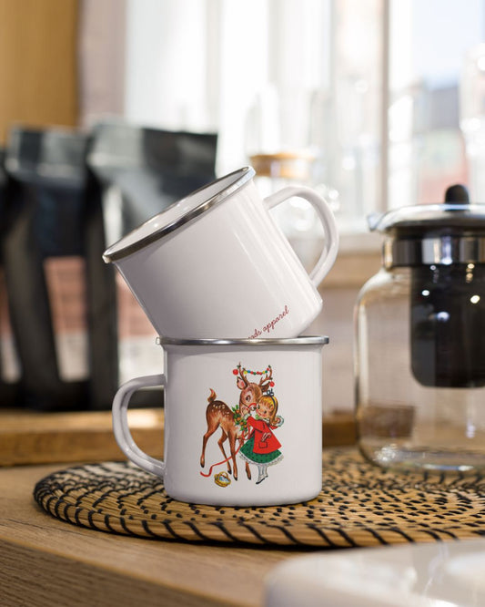 Retro Christmas Enamel Mug